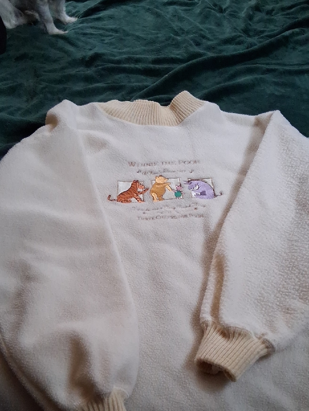 Disney Cream Winnie the Pooh Embroidered Fleece Sweatshirt